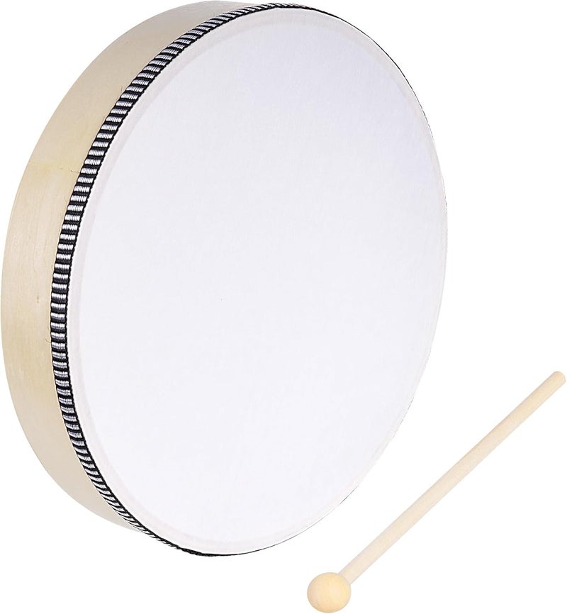 Nydotd 3pcs Hand Drum Percussion Wood Frame Drum with Drum Stick 12 Inch 10 Inch 8 Inch Percussion Instruments Preschool Musical Education Performance Pro (Wood Color, 12 Inch 10 Inch 8 Inch) - Image 4